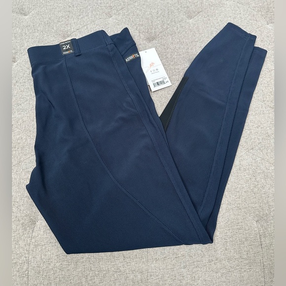 NWT KERRITS MICROCORD KNEE PATCH TIGHT RIDING PANTS BLUE...